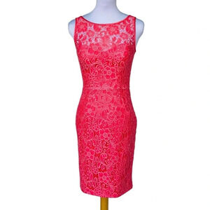 THEIA Dress Women’s Size 0 Pink Lace Sleeveless Scoop-back Lined